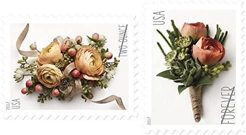 USPS Forever Stamp: Celebration Corsage and Boutonniere Combination Package (1 Sheet of Each)