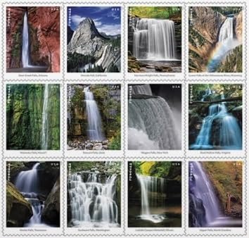 Waterfalls (Sheet of 12) Postage Forever Stamps US Postal First Class Nature Rock River Park Party Announcement Celebration Anniversary Wedding 2023 Scott #5801
