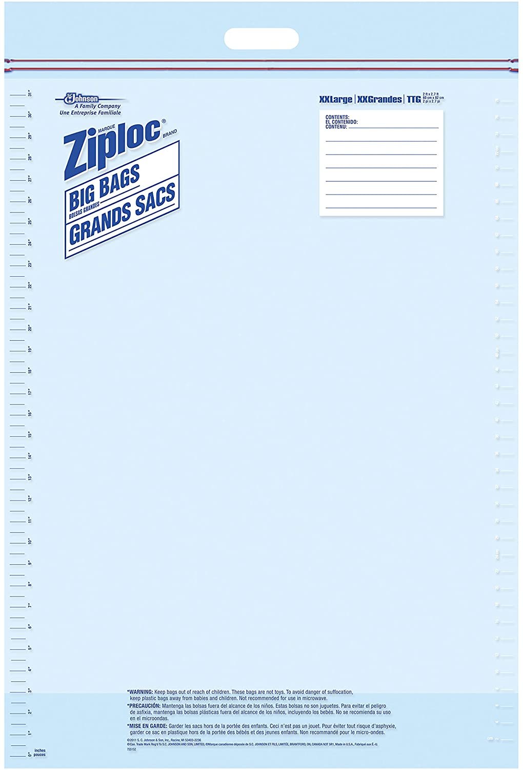 Ziploc Storage Bags, Double Zipper Seal & Expandable Bottom, Jumbo, 3 Count, Big Bag