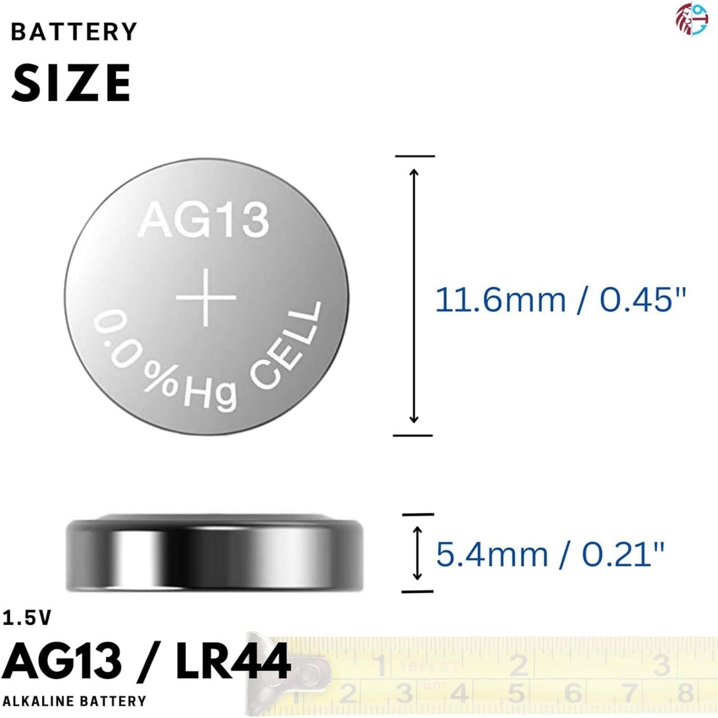 Veenajo AG13 357 303 SR44 1.5V Button Coin Cell Batteries LR44 Battery 10 Counts