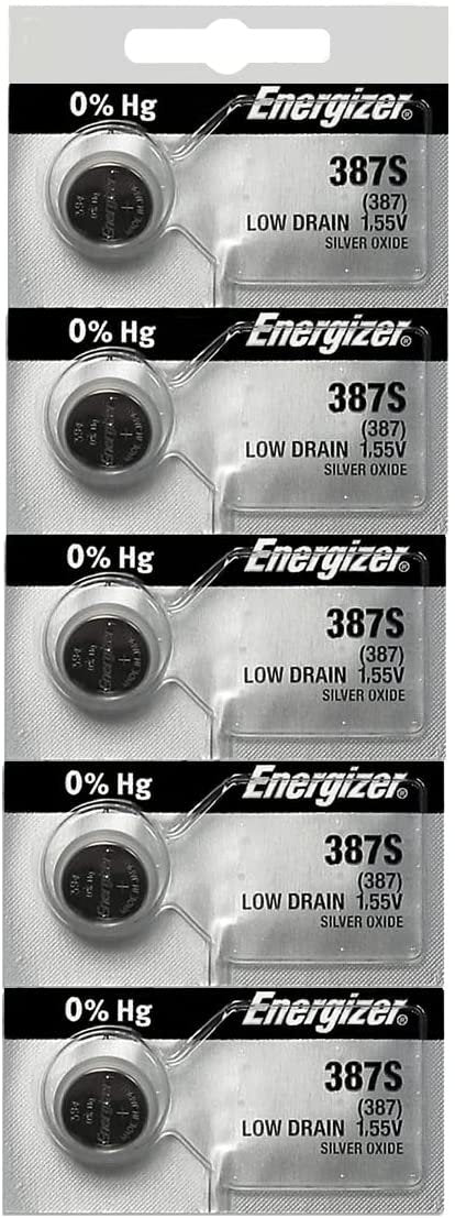 Energizer 387S Button Cell Silver Oxide Watch Battery Pack of 5 Batteries