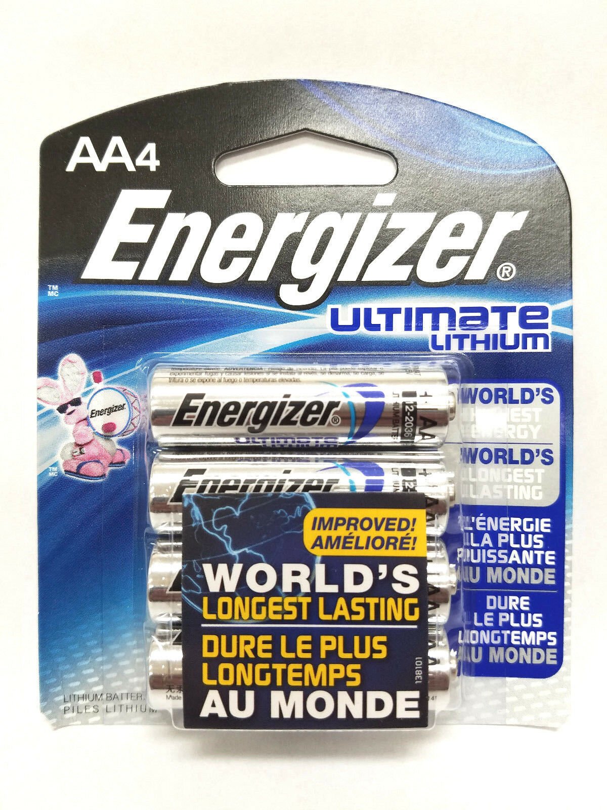 4 AA Energizer Ultimate Lithium Battery L91BP-4 Exp. 2036 - 1.5v New - Sealed