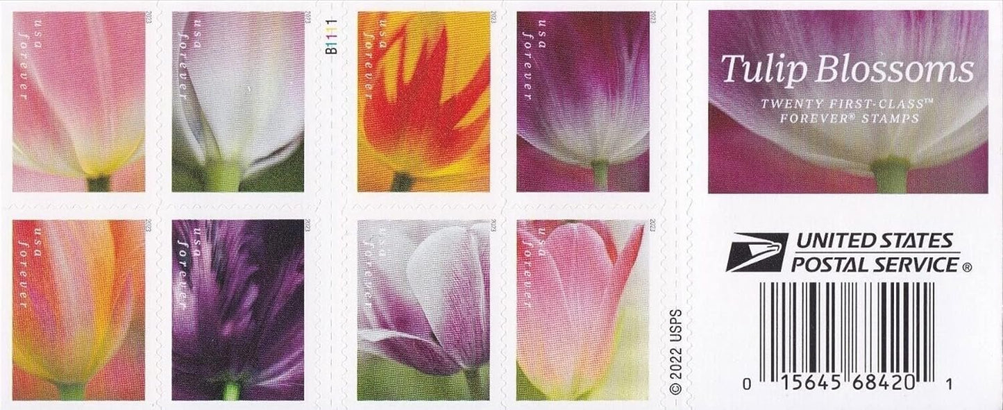 USPS 2023 Tulip Blossom Forever First Class Postage Stamps (20 Count Booklet)