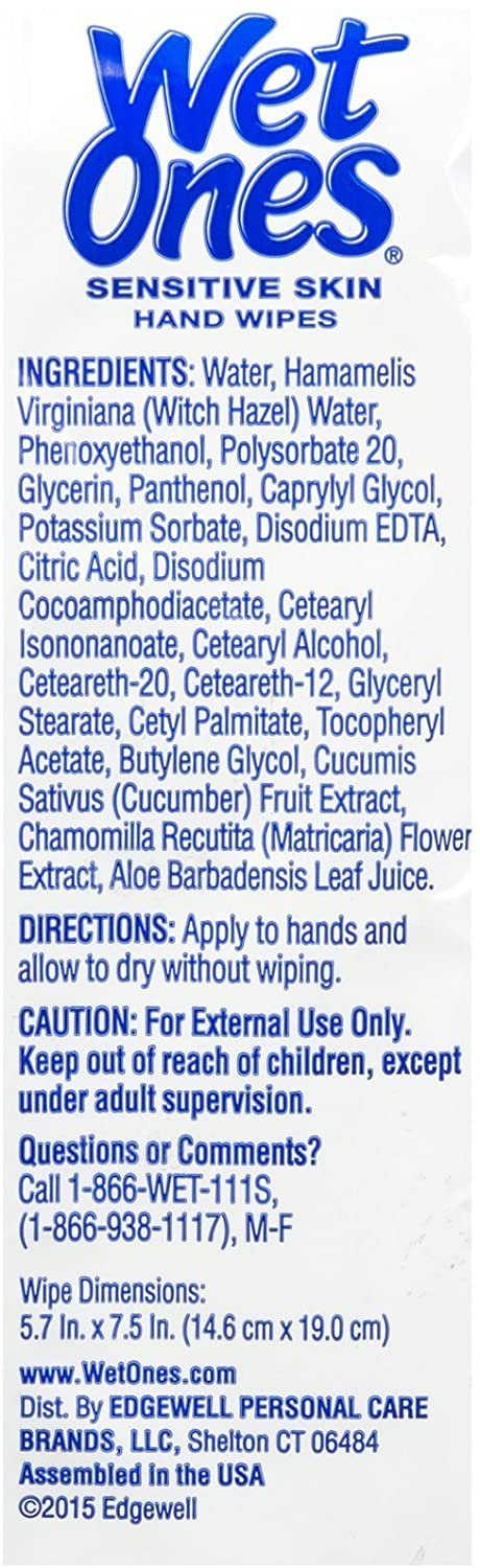 Wet Ones Hand Wipes Extra Gentle for Sensitive Skin, 20 Count