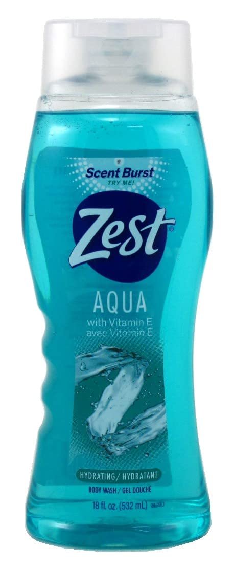 Zest Body Wash Aqua with Vitamin-E Hydrating 18 Ounce (Pack of 3)