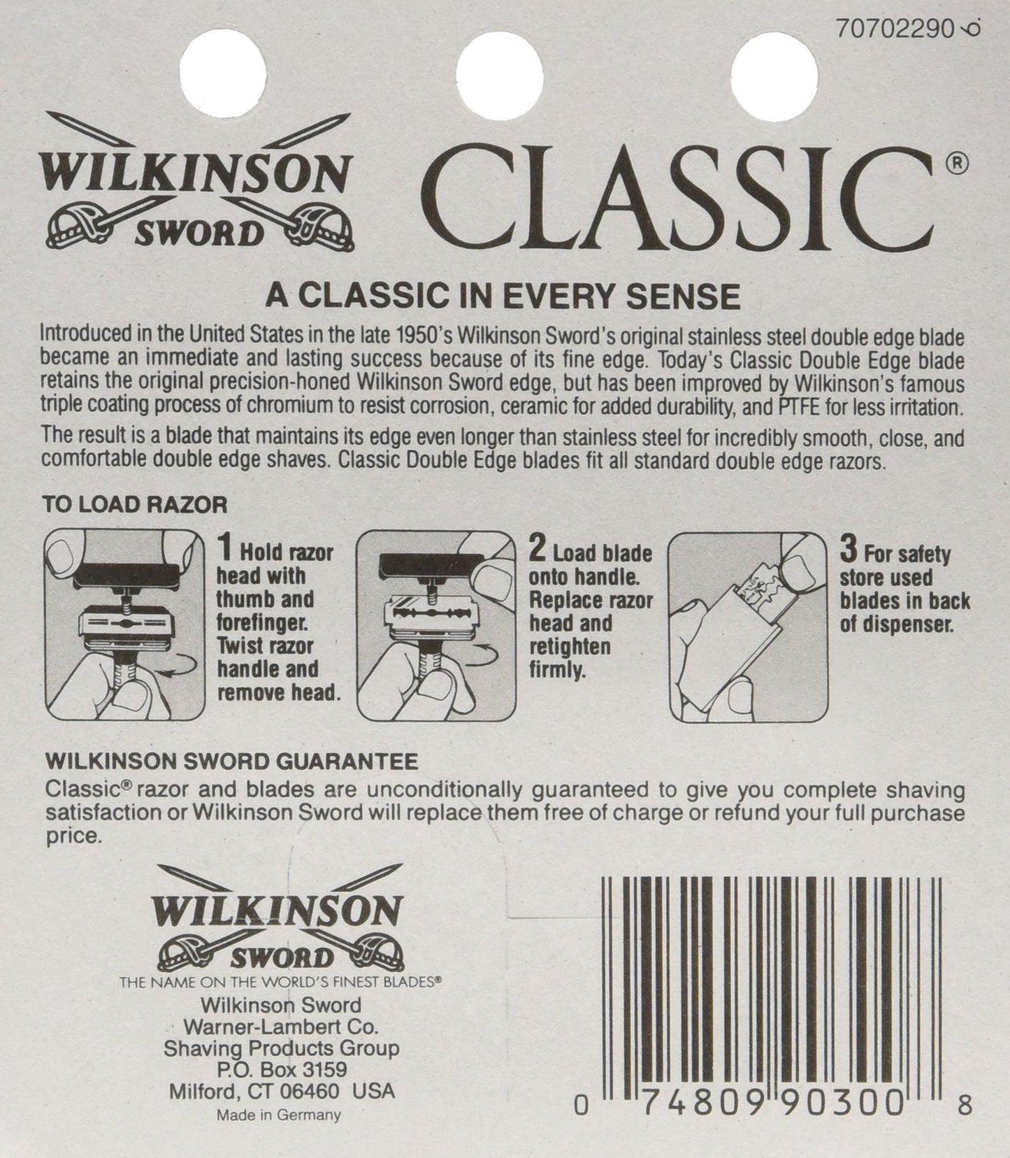Wilkinson Sword Classic Stainless Steel Double Edge Razor Blades 5 Count (Pack of 20)
