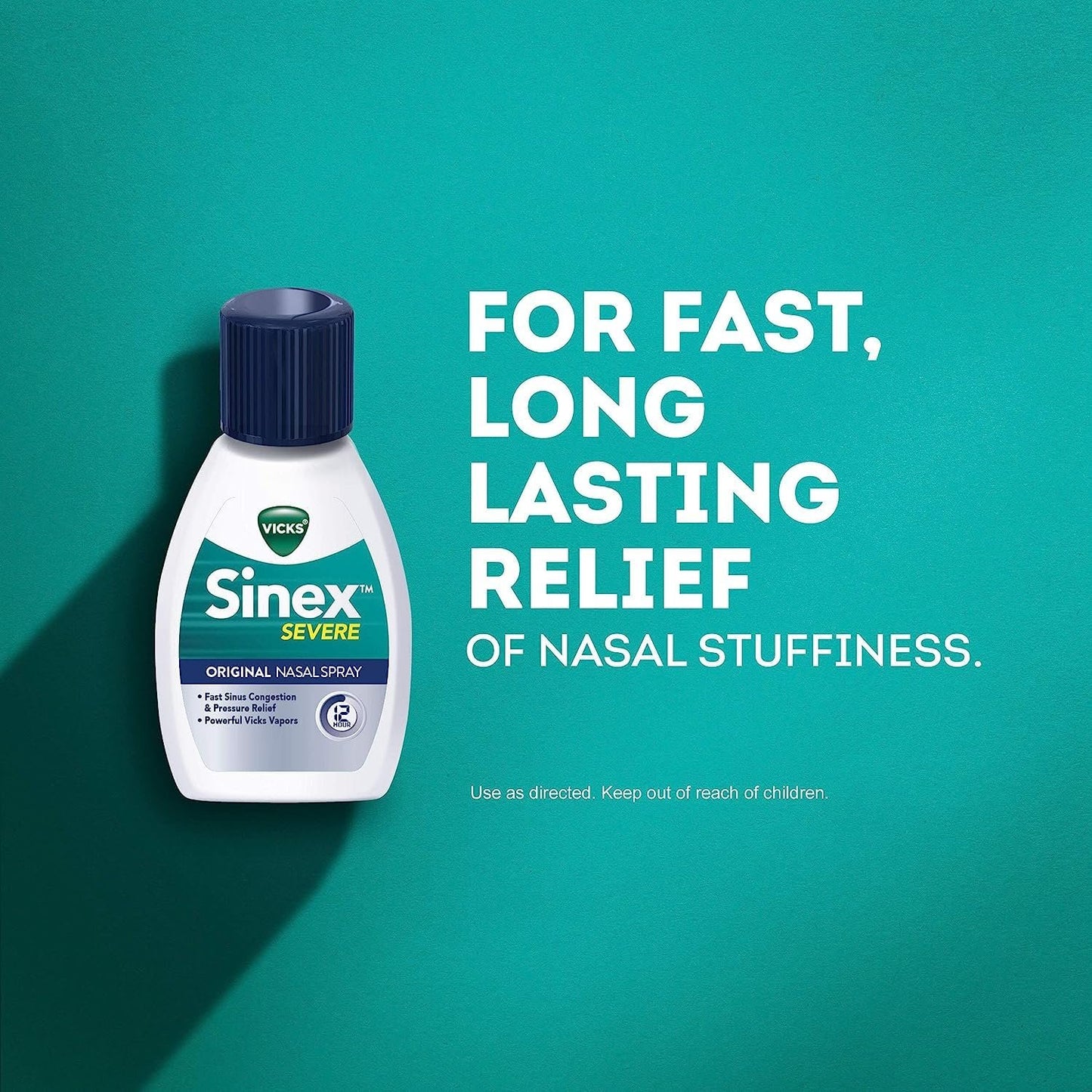 Vicks Sinex SEVERE, Nasal Spray, Original Sinus Decongestant for Fast Relief of Cold & Allergy Congestion, Sinus Pressure Relief, 0.5 Fl. Oz (Pack of 4)