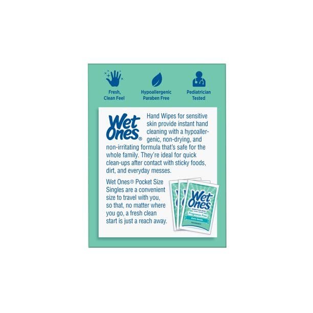 WET ONES Sensitive Skin Hand Wipes, Singles Extra Gentle Fragrance & Alcohol Free 24 ea