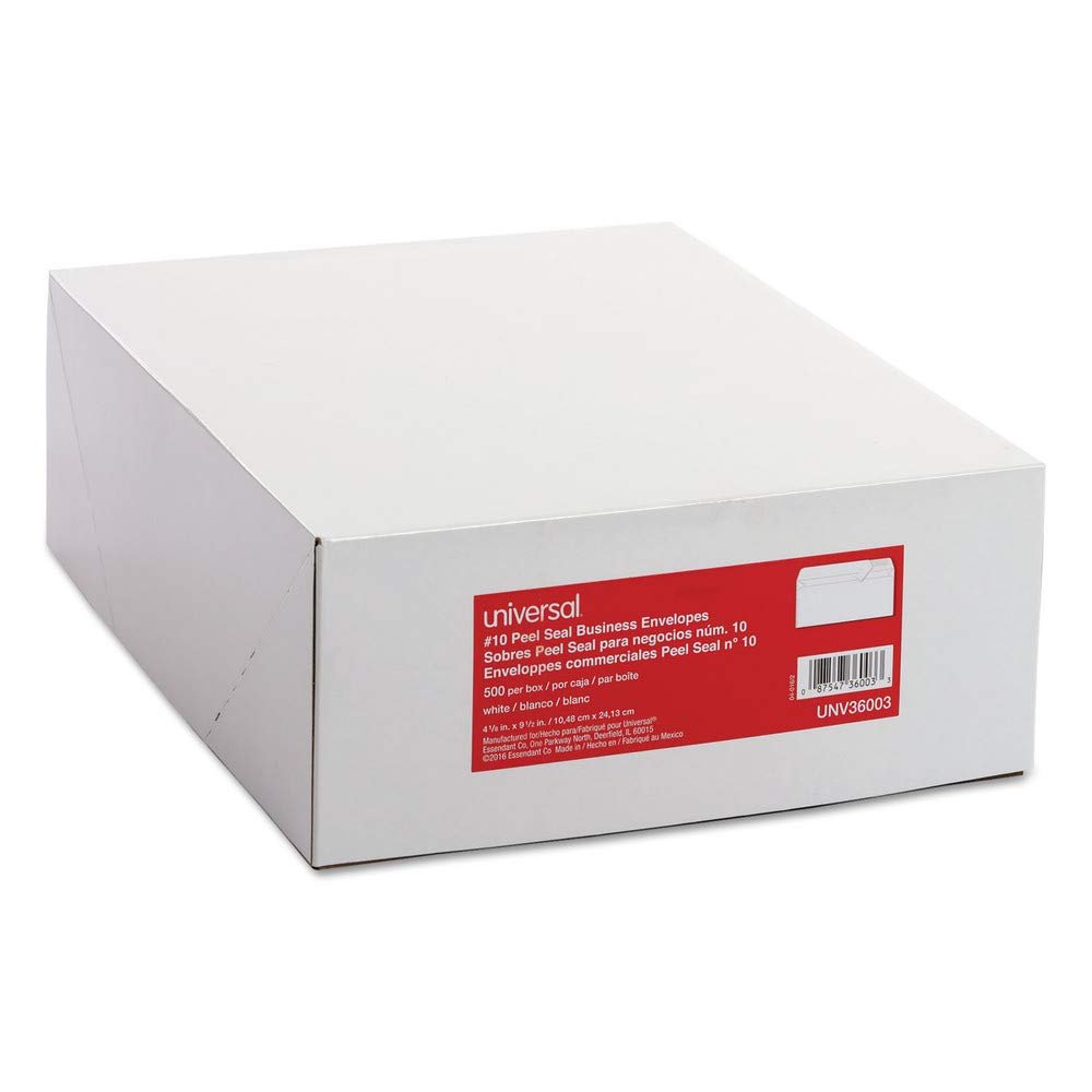 Universal UNV36003 Peel Seal 4.13 in. x 9.5 in. #10 Square Flap Business Envelopes - White (500/Box)