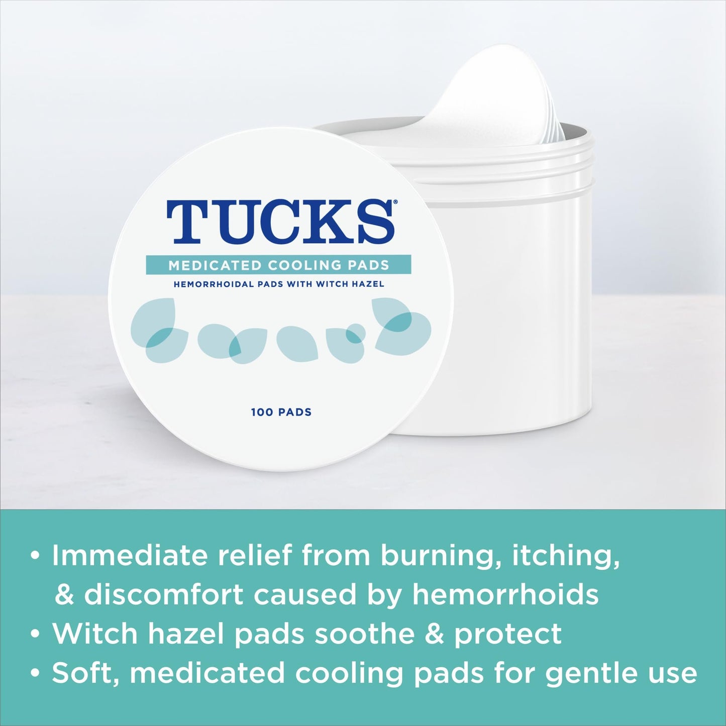 TUCKS Medicated Cooling Pads, 200 Count - Witch Hazel Pads for Sensitive Areas, Cleanse and Protect from Irritation