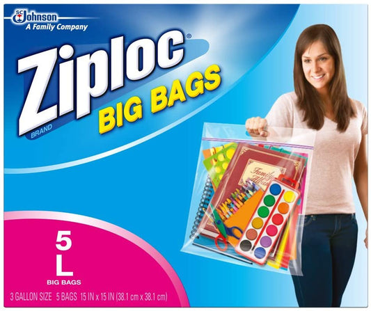 Ziploc Big Bag Double Zipper, Large, 5 Count