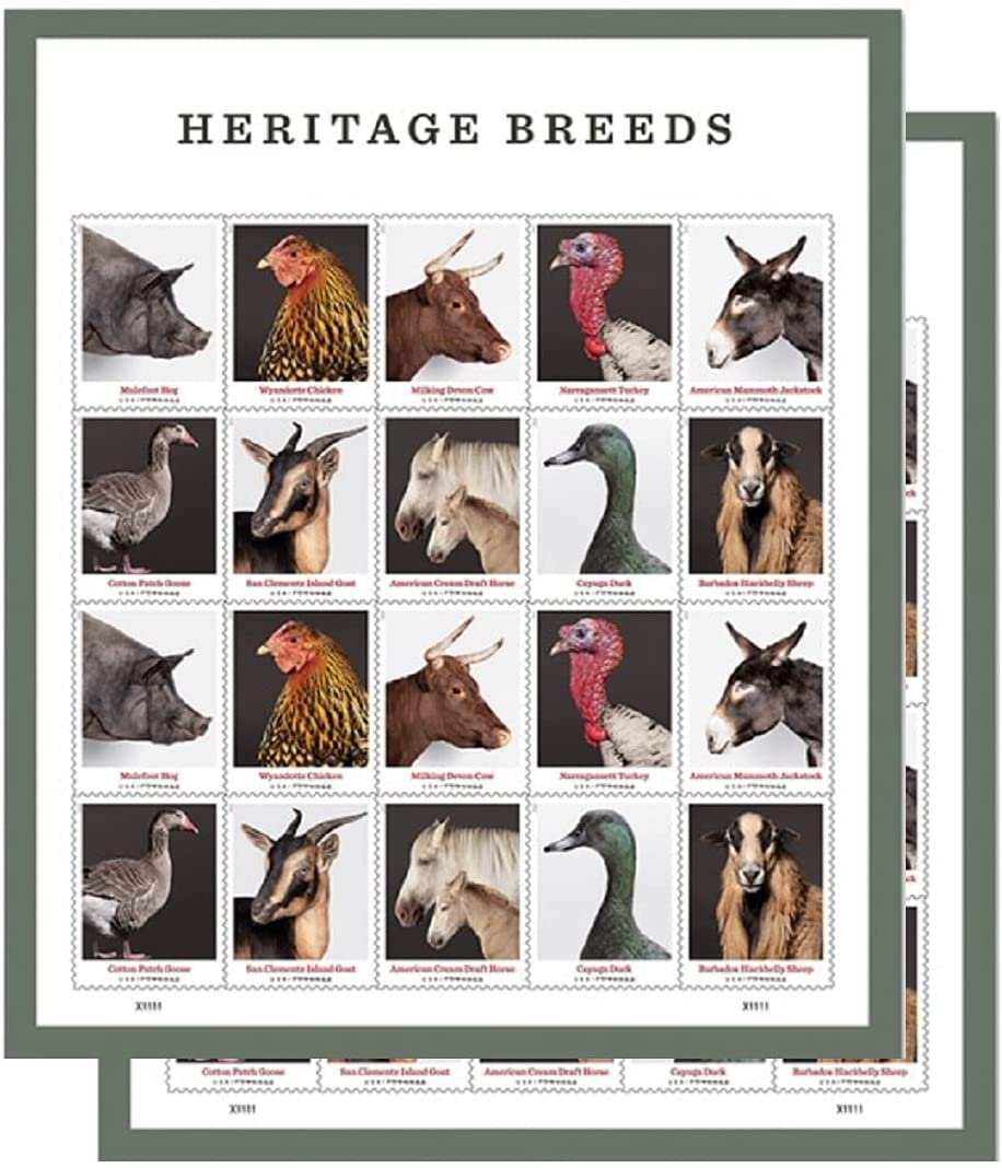 U.S. Potage Stamps Featuring Heritage Breeds - pre-Industrial Breeds of Farm Animals