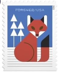 Winter Woodland Animals (Booklet of 20) Forever Postage Stamps (a Deer, Fox, Rabbit, and Owl) 2023 Scott #5822-5825