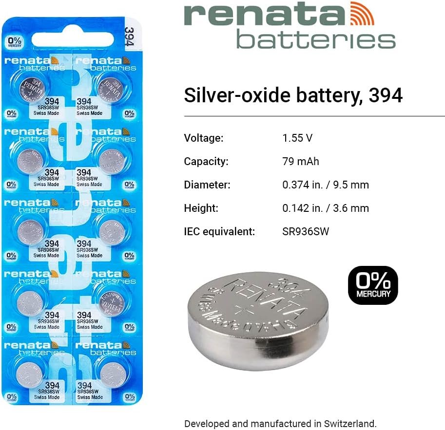 3 Renata 394 Button Cell Watch Batteries