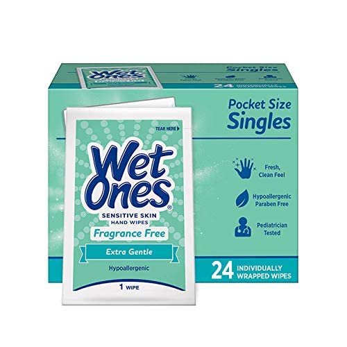 WET ONES Sensitive Skin Hand Wipes, Singles Extra Gentle Fragrance & Alcohol Free 24 ea
