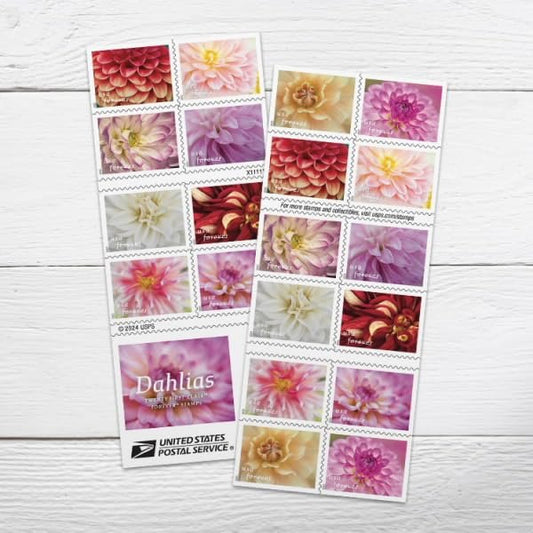 United States Postal Service Dahlias First-Class Mail Forever Postage Stamps (Book of 20)