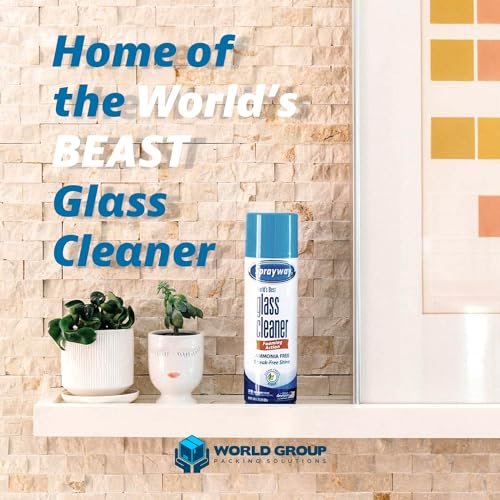 World Group Packing Solutions Glass Cleaner Foam, Foaming Action & Spray, 19oz - 2 Pack - Clean Fresh Scent - Bundled With 2 Microfiber Rags