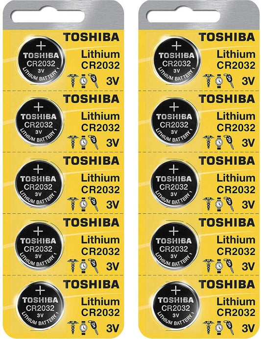 Toshiba CR2032 3 Volt Lithium Coin Battery (10 Batteries)