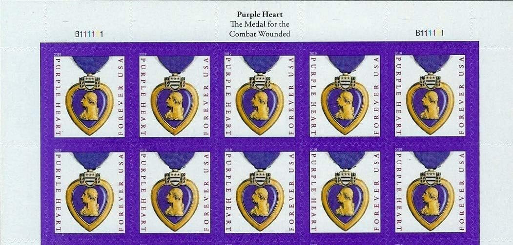 USPS Forever Stamps - Purple Heart Medal Stamps (Sheet of 10) Scott #5419