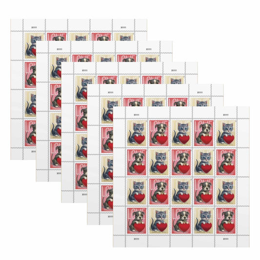United States Postal Service Cats & Dogs Love First Class Forever Postage Stamps-Perfect for Weddings,Anniversaries,Valentines,Engagements,Graduations,and Special Invitations (5 Sheets-100 Stamps)