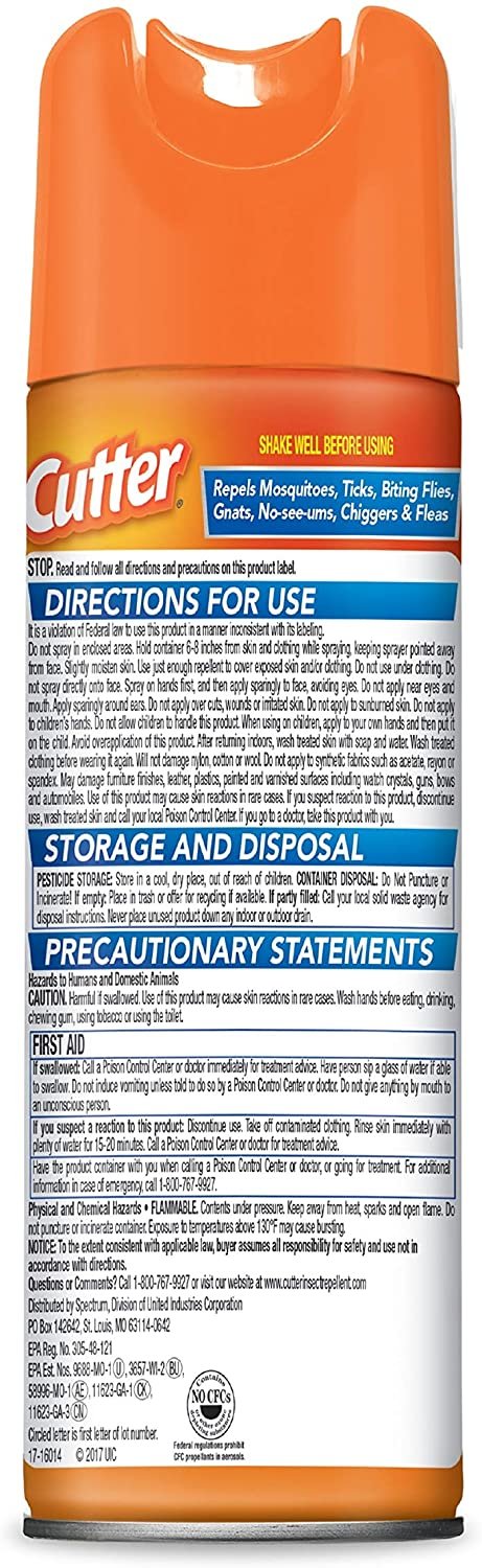Cutter 96253 HG-96253 Sport Insect Repellent 15 Percent DEET Aerosol Spray, 6 Ounce, 6-Ounce, Orange