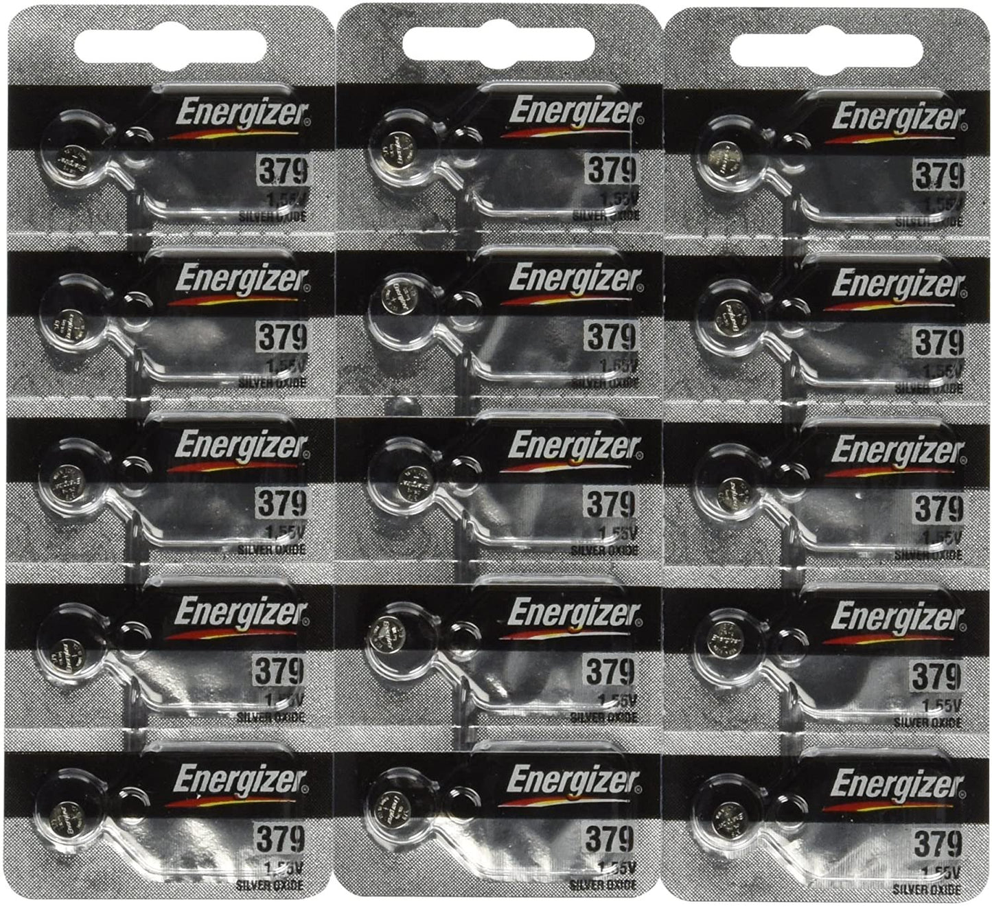 15 Energizer 379 Button Cell Silver Oxide Sr521sw Watch Battery (3 Packs of 5 Batteries)