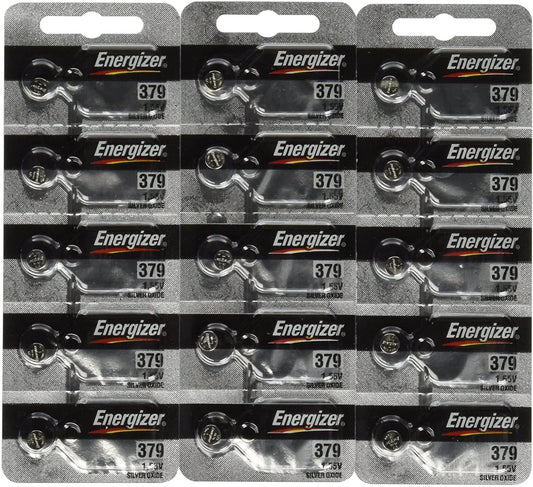 15 Energizer 379 Button Cell Silver Oxide Sr521sw Watch Battery (3 Packs of 5 Batteries)