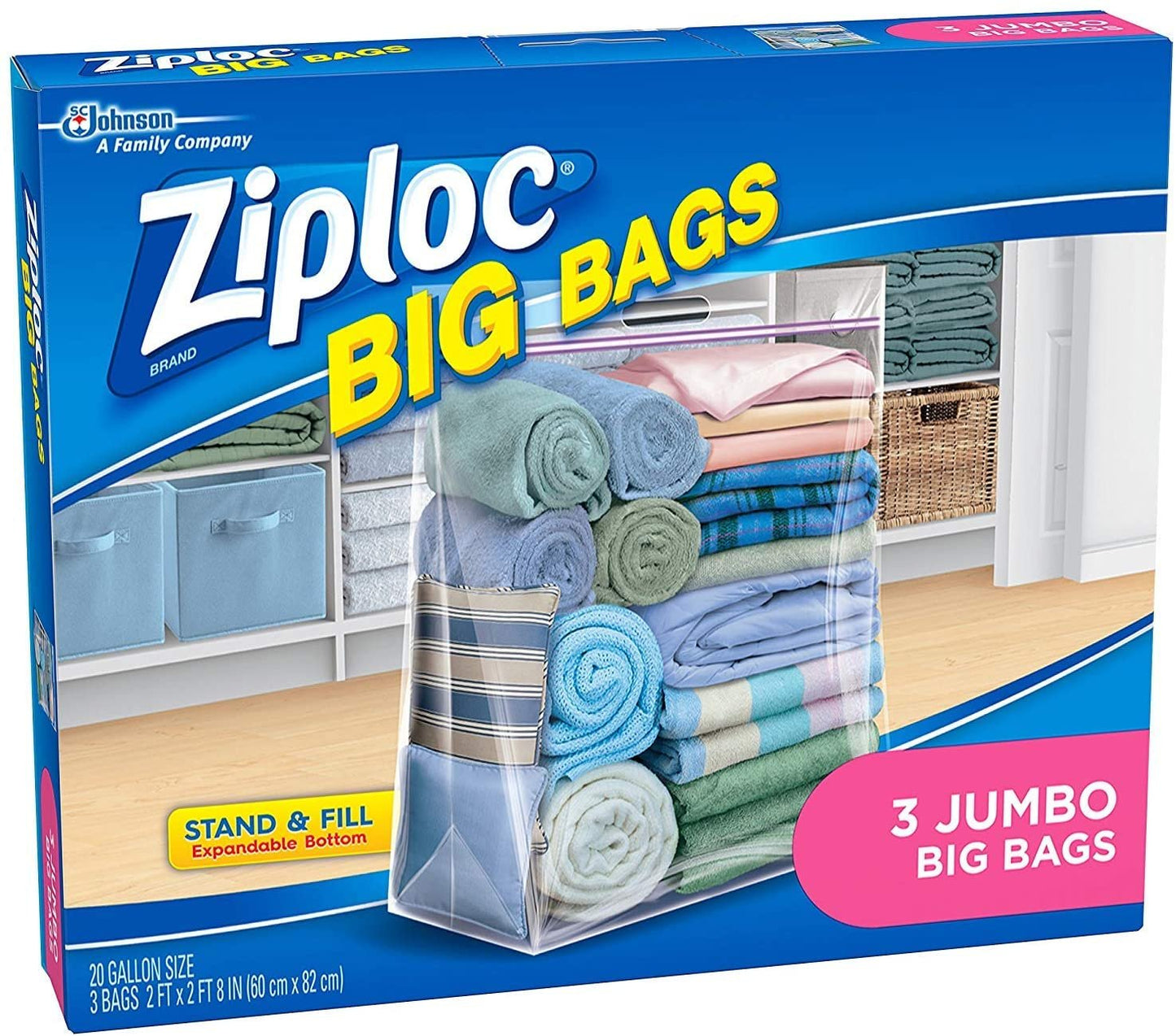 Ziploc Jumbo Big Bags 3 ea (Pack - 4)