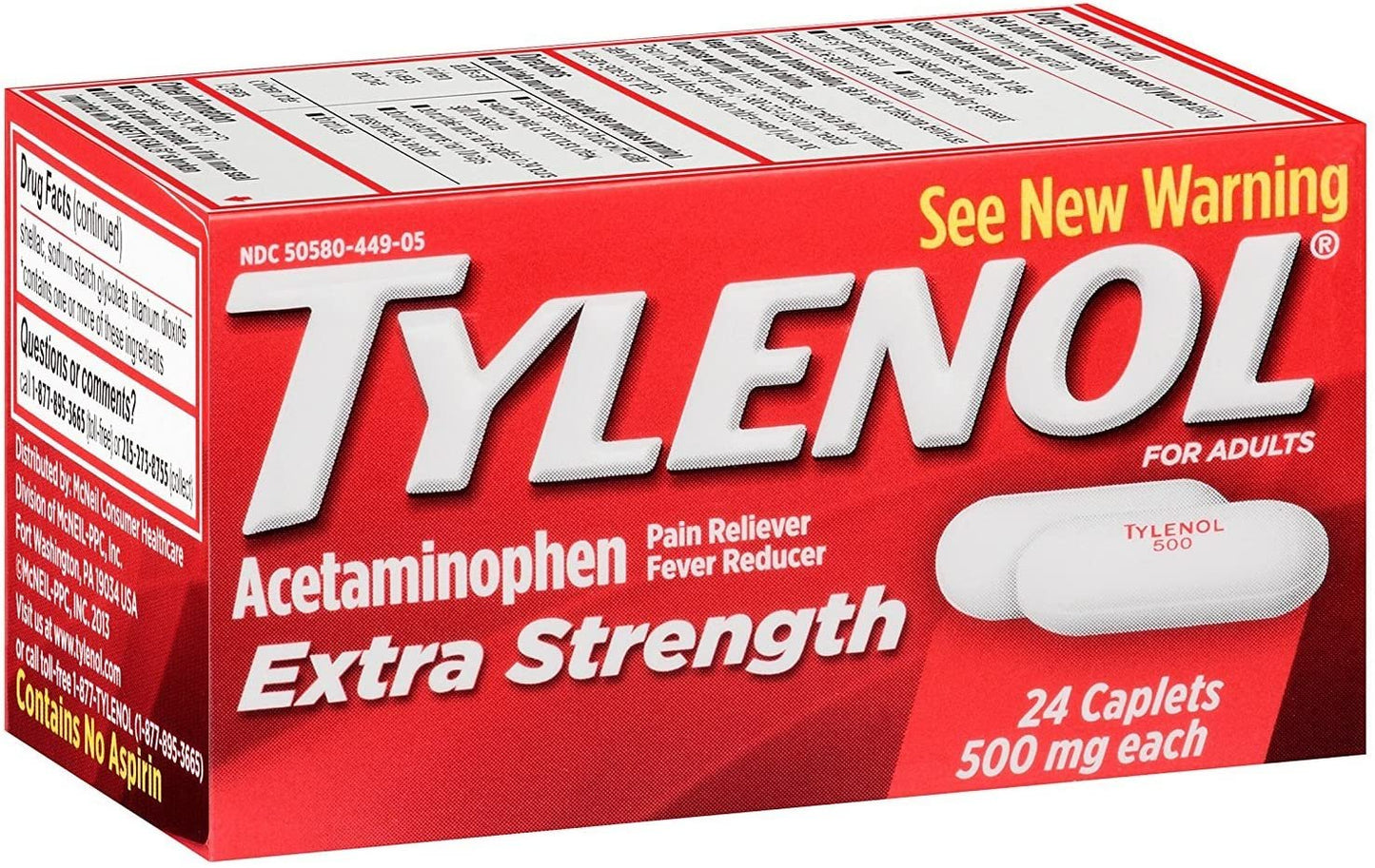 TYLENOL Extra Strength Acetaminophen 500 mg Caplets 24 each