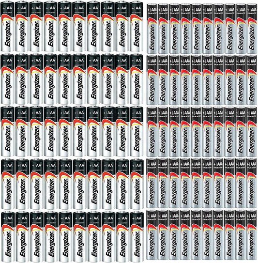 COMBO 50x AA + 50x AAA Energizer Max Alkaline E91/E92 Batteries Made in USA Exp. 2023 or later ((Bulk Packaging)