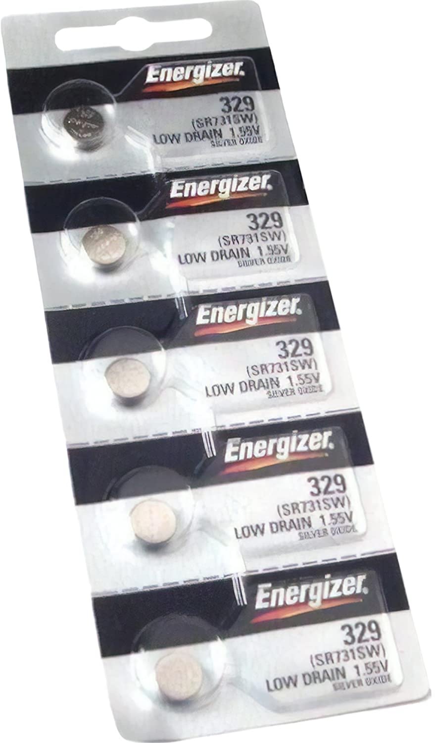 Energizer 329 Button Cell Silver Oxide SR731SW Watch Battery Pack of 5 Batteries