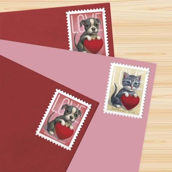 USPS Love 2023 (5 Sheets of 20) Forever Postage Stamps US Postal First Class Valentine Dog Cat Puppy Kitten Pet Wedding Celebration Engagement Invitation Anniversary Romance Party