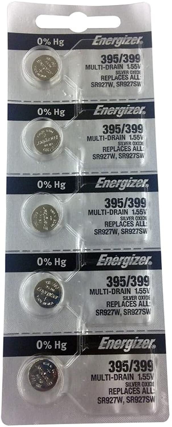 Energizer 395/399 Silver Oxide 5 Batteries (SR927W / SR927SW)