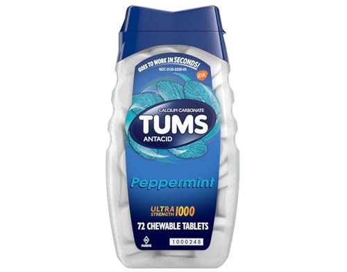 Tums Ultra Strength 1000 Chewable Tablets Peppermint - 72 ct, Pack of 3