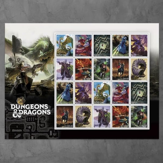 United States Postal Service Sheet of 20 Dungeons and Dragons Postage Stamps