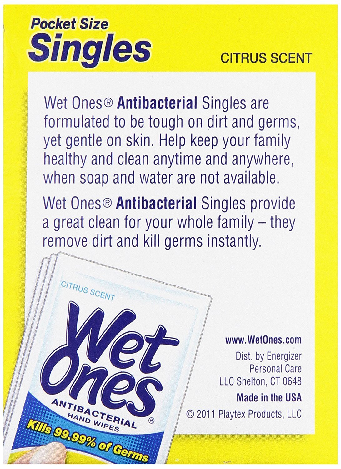 WET ONES Moist Towelette Antibacterial Citrus Singles 24 ea (Pack of 2)