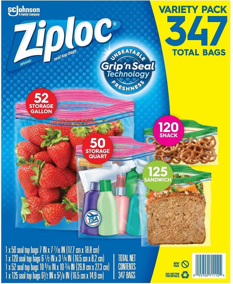 Ziploc Storage Bags, Various Sizes, 347 ct. ( 1 pack )