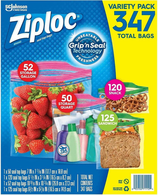 Ziploc Storage Bags, Various Sizes, 347 ct. ( 1 pack )