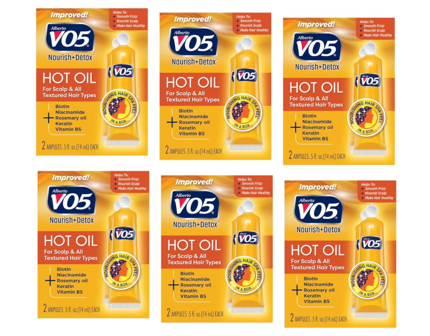 Vo5 Hot Oil Therapy Treatment 2 Count 0.5 Ounce (14ml) (6 Pack)