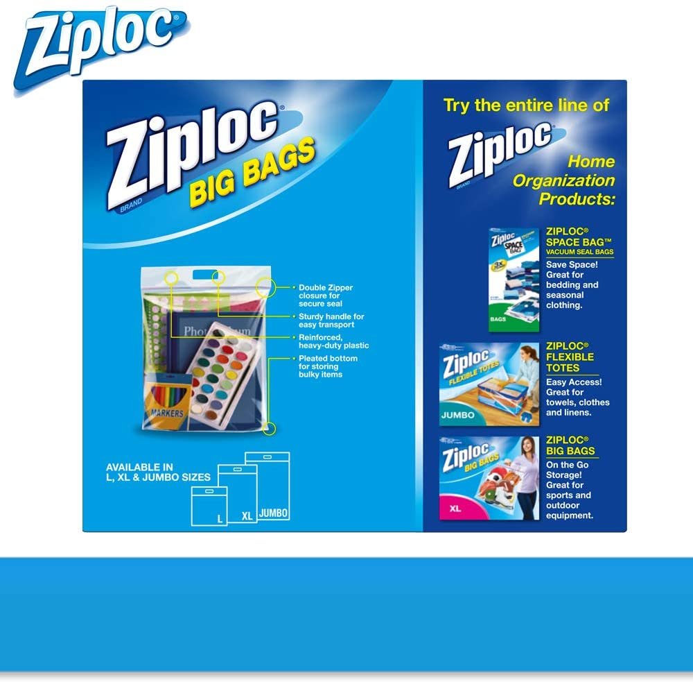 Ziploc Big Bag Double Zipper, Large, 5 Count