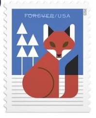 Winter Woodland Animals (Booklet of 20) Forever Postage Stamps (a Deer, Fox, Rabbit, and Owl) 2023 Scott #5822-5825