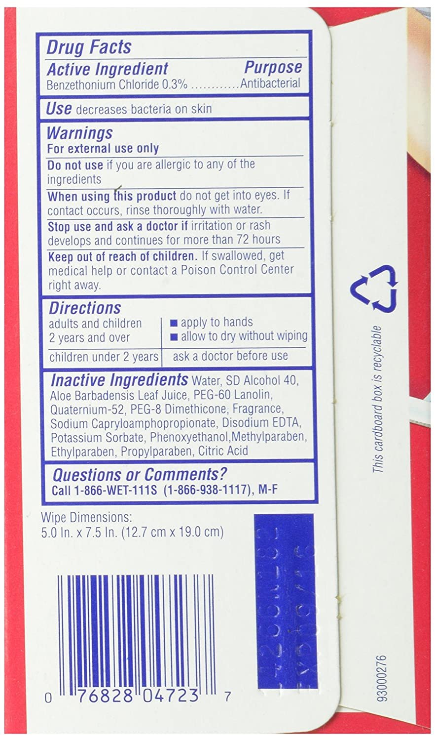 Wet Ones Wet-4721 Antibacterial Hand and Face Wipes Singles, 24-Count (Pack of 5)