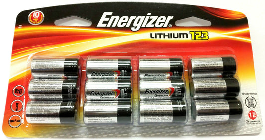 12 NEW Energizer CR123A Lithium 3V Battery for EL123 SF123 DL123 FRESH 12/2030