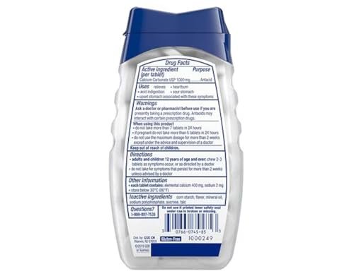 Tums Ultra Strength 1000 Chewable Tablets Peppermint - 72 ct, Pack of 3