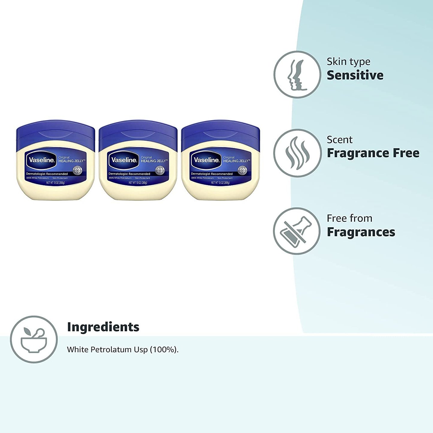 Vaseline Petroleum Jelly, Original 13 oz, Pack of 3